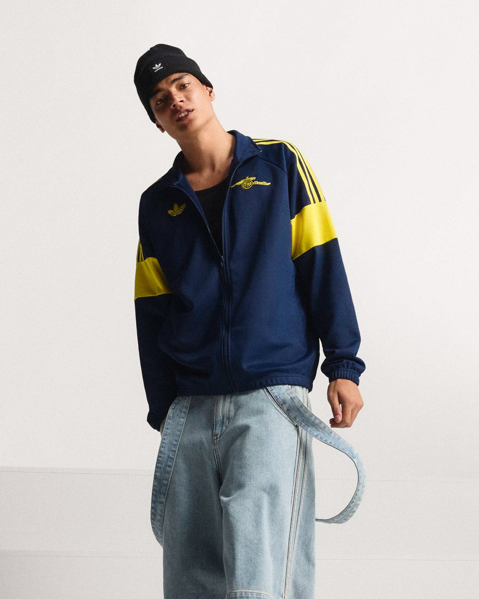 adidas Arsenal FC LF Track Top Night Indigo Track Jackets JZ5802 On Model Front View | Overkill

