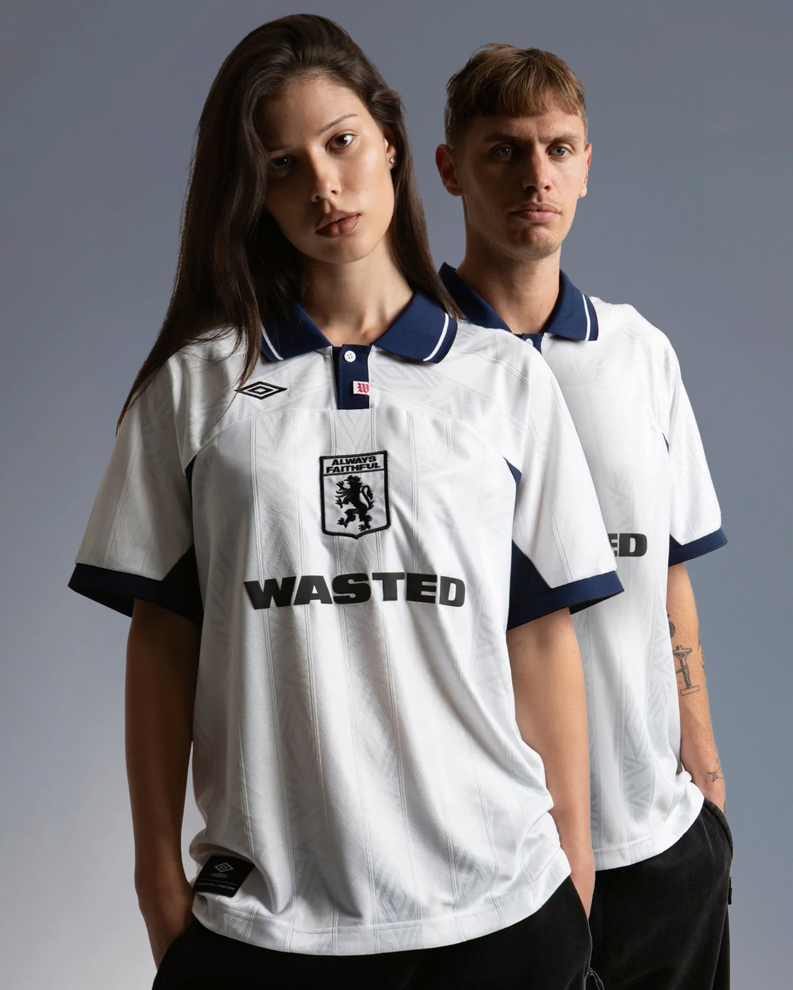 Wasted Paris Football Jersey T-Shirt White / Blue T-Shirts 177051 On Model Front View | Overkill
