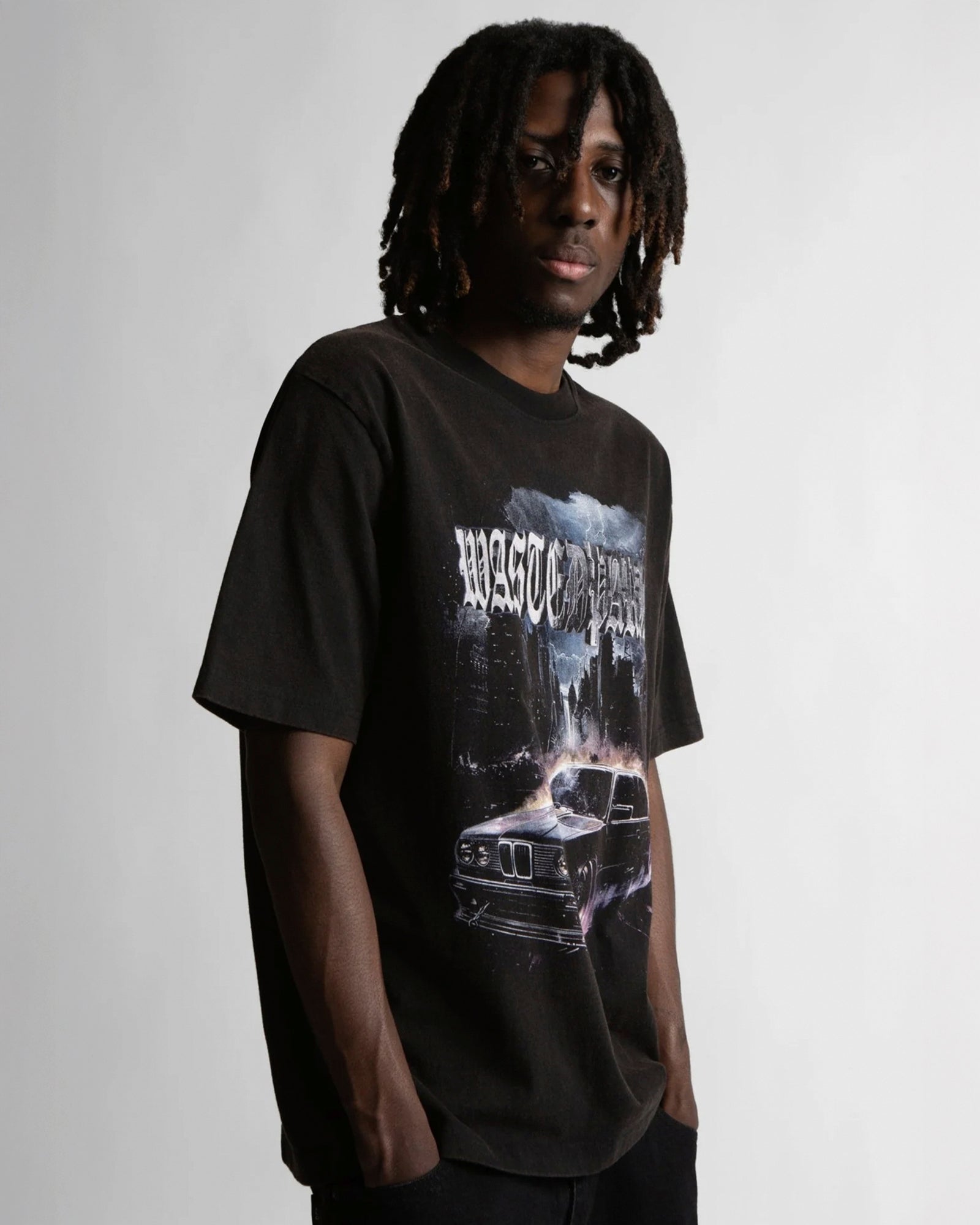 Wasted Paris Run T-Shirt Faded Black T-Shirts 175488 On Model Front View | Overkill
