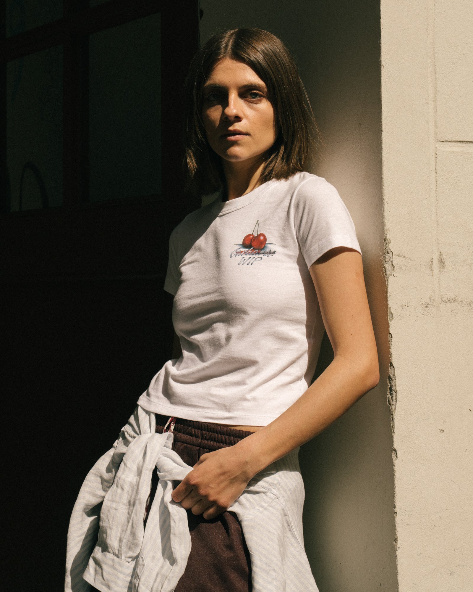 Carhartt WIP W S/S Jake Garcia T-Shirt White T-Shirts I035258.02.XX.03 On Model Front View | Overkill
