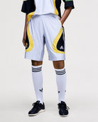 adidas FB Short Silver Metallic Shorts JY7962 On Model Front View | Overkill
