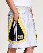 adidas FB Short Silver Metallic Shorts JY7962 On Model Back View | Overkill
