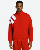 adidas Arch Track Top Better Scarlet / White Track Jackets KD4063 On Model Front View | Overkill
