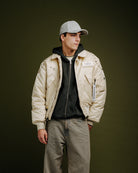 Alpha Industries CWU-45P Rivet Edition Vintage White Bomber & Varsity Jackets 258150-300 On Model Front View | Overkill
