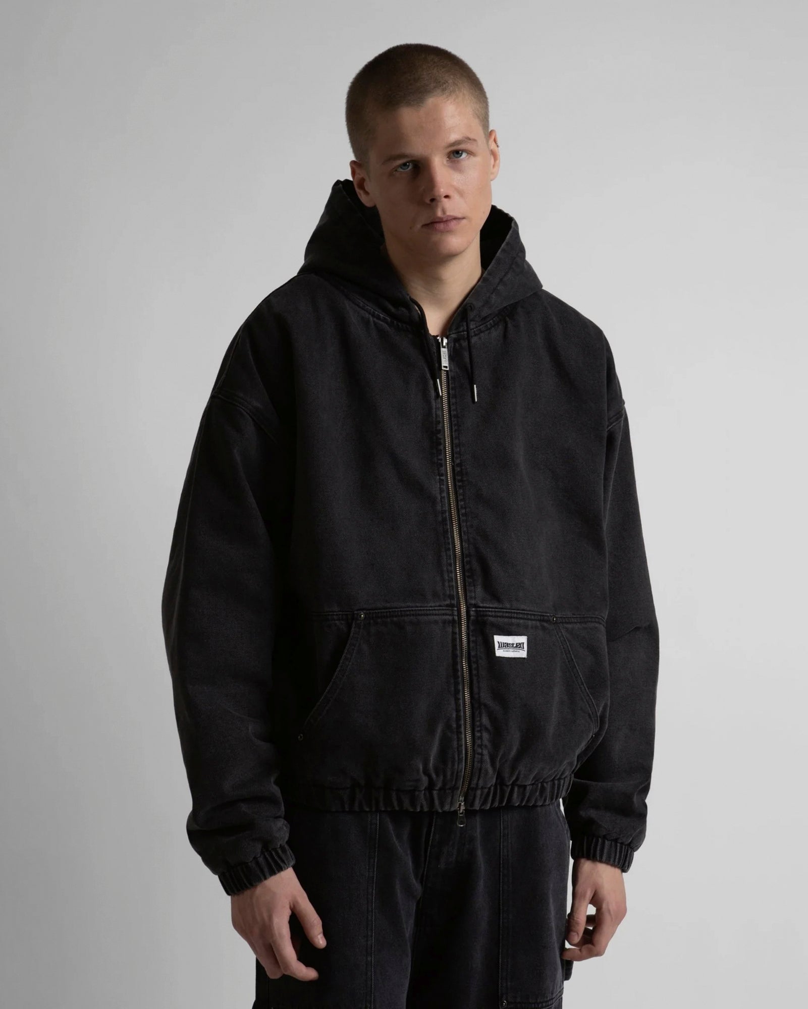 Wasted Paris Pusher Shelter Jacket Black Bomber & Varsity Jackets 175536 On Model Front View | Overkill
