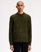 Fred Perry Twisted Marl Jumper Anchor Grey / Tennis Ball Yellow / Black Sweatshirts K1549-43A On Model Front View | Overkill
