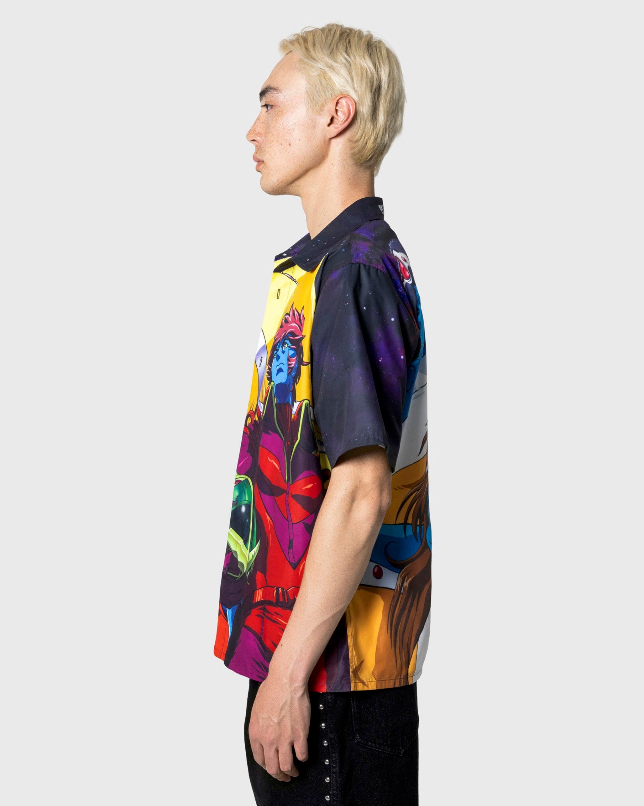 Pleasures Interstella Button Up Multi Shirts P25DP010-Multi On Model Back View | Overkill
