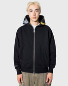 Pleasures Ram Zip Hoodie Black Hoodies P25DP014-Black On Model Back View | Overkill
