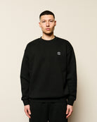 Born x Raised Micro Rocker Crewneck Black Sweatshirts B0004MCRKR-BLK On Model Front View | Overkill
