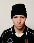 Born x Raised BXR Tonal Knit Beanie Black Beanies B5001BXRTL-BLK On Model Front View | Overkill
