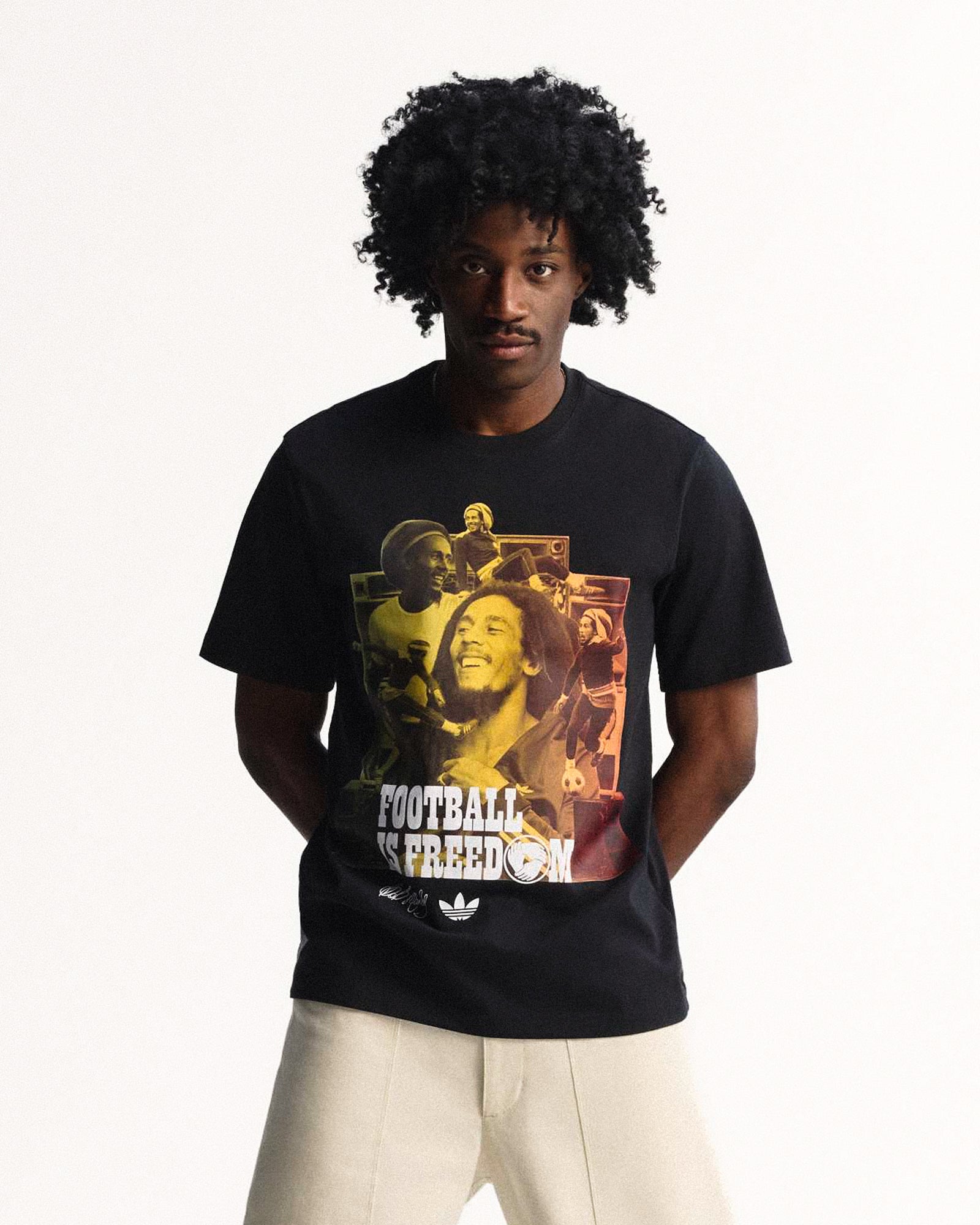 adidas Bob Marley OG Tee Black T-Shirts KD2417 On Model Front View | Overkill
