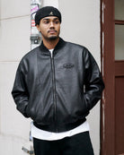 Arte Antwerp Leather Varsity Jacket Black Bomber & Varsity Jackets SS26-063J - 1 On Model Front View | Overkill
