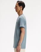 Fred Perry Twin Tipped T-Shirt Stockport Blue / Oxblood / Grassroots T-Shirts M1588V-98A On Model Back View | Overkill
