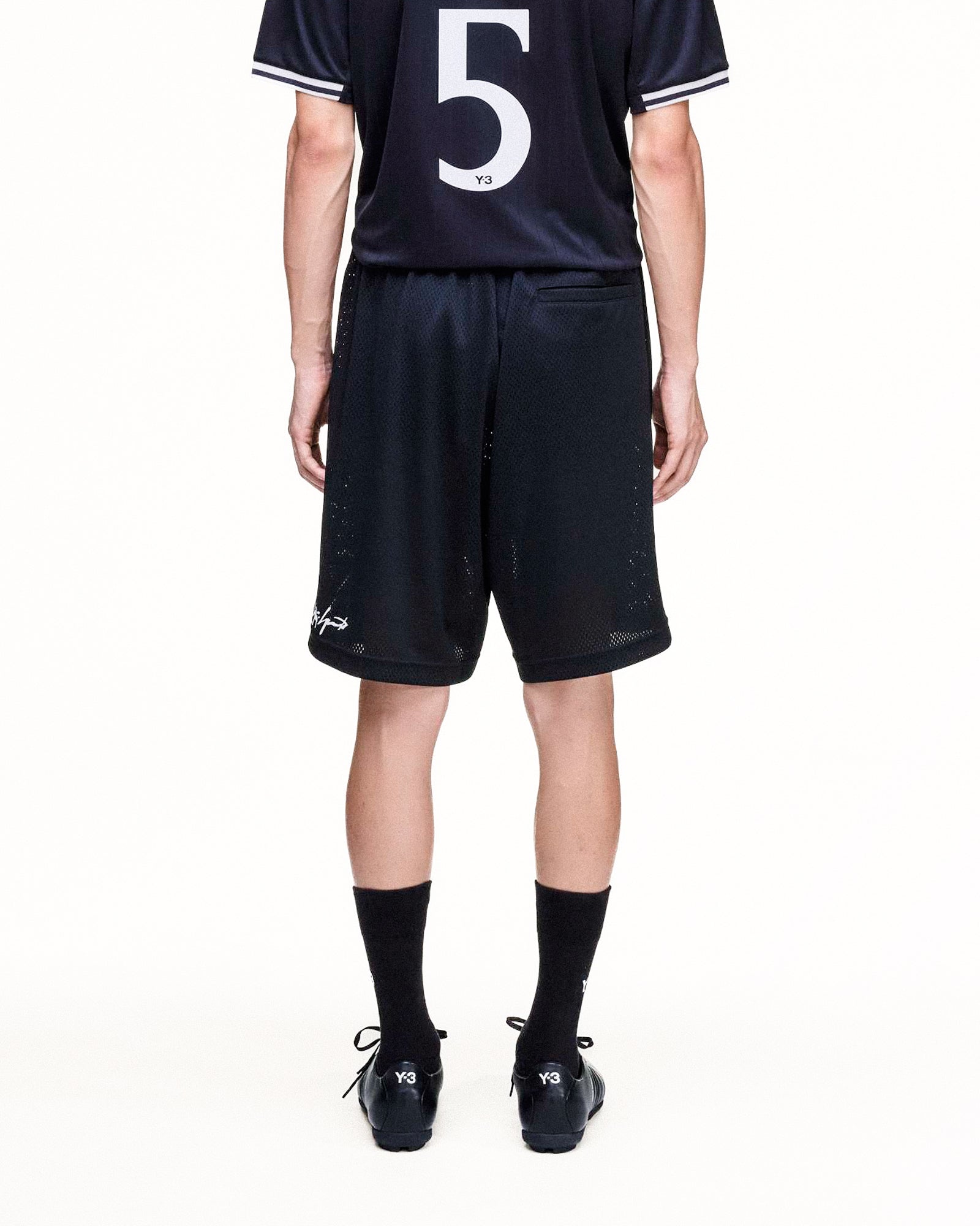 Y-3 US Mesh Shorts Black Shorts KF1083 On Model Back View | Overkill
