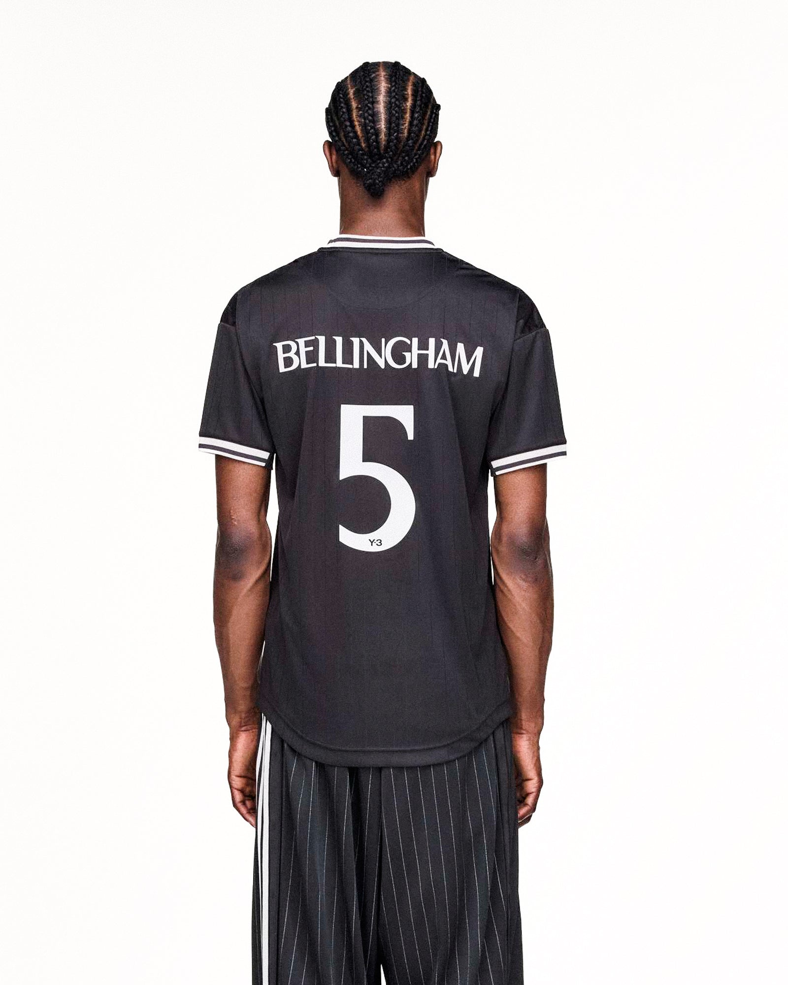 Y-3 Elite 5 Short Sleeve Football Jersey Black T-Shirts KS5122 On Model Back View | Overkill
