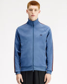 Fred Perry Tramline Tape Track Jacket Ace Blue Track Jackets J2309-27A On Model Front View | Overkill
