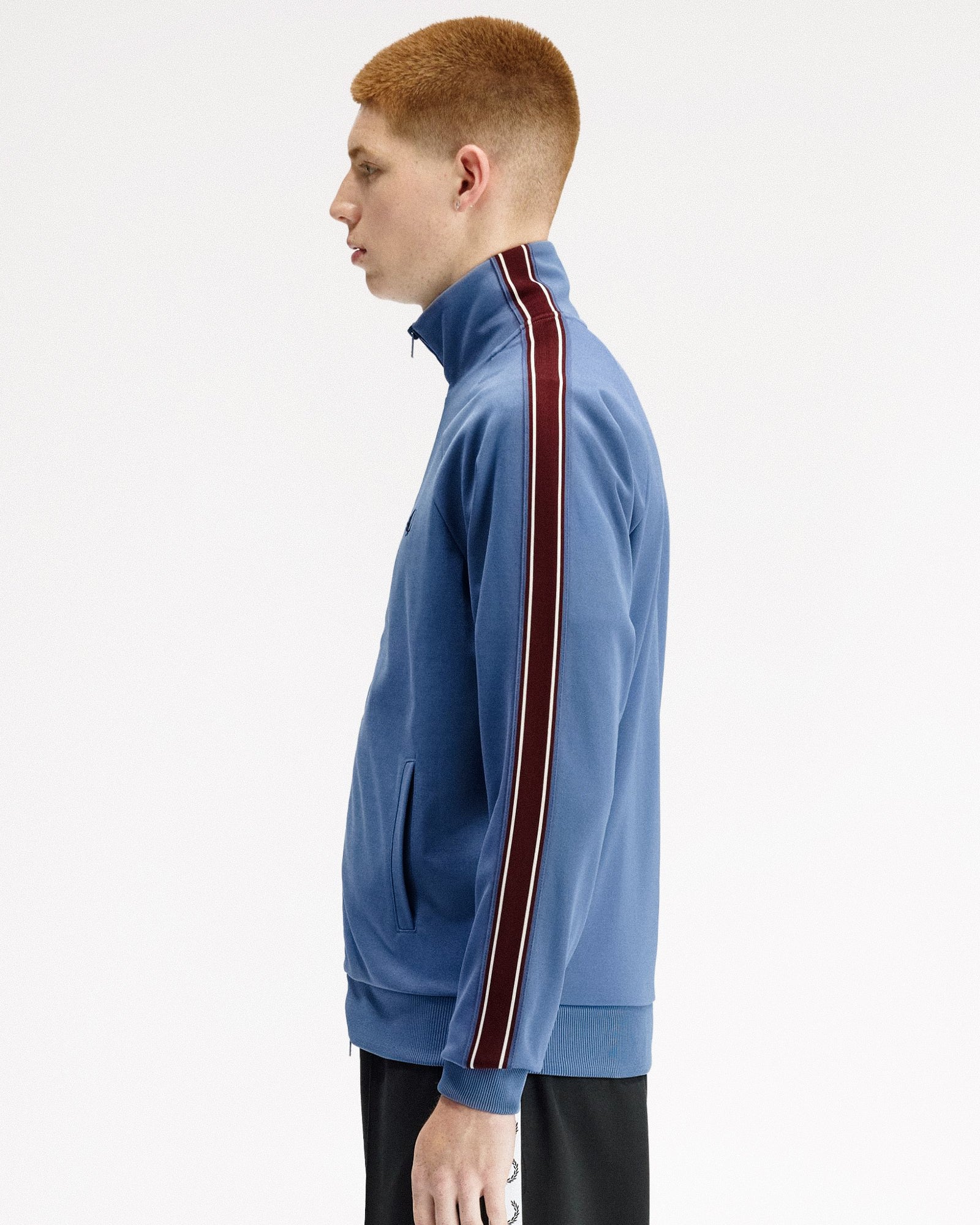 FRED PERRY Taped Track Jacket サックスブルー Fred Perry contrast taped track jacket in ice blue | ASOS