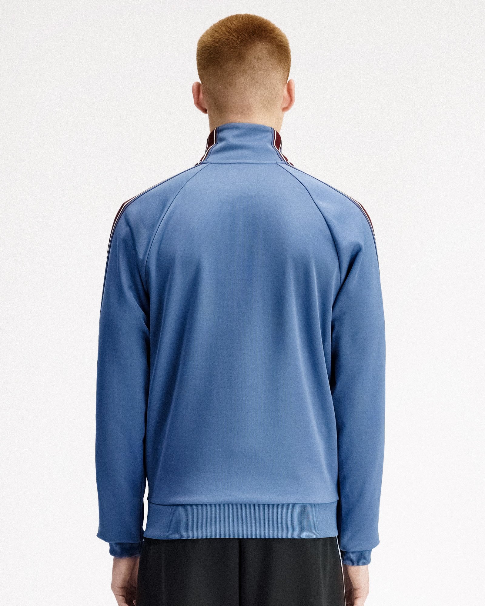 Fred Perry Tramline Tape Track Jacket Ace Blue Track Jackets J2309-27A On Model Back View | Overkill
