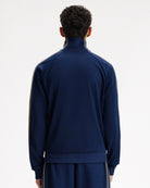 Fred Perry Tramline Tape Track Jacket Tennis Blue Track Jackets J2309-X86 On Model Back View | Overkill
