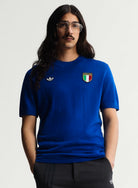 adidas FIGC Italy 70s Jersey Royal Blue T-Shirts JN3706 On Model Front View | Overkill
