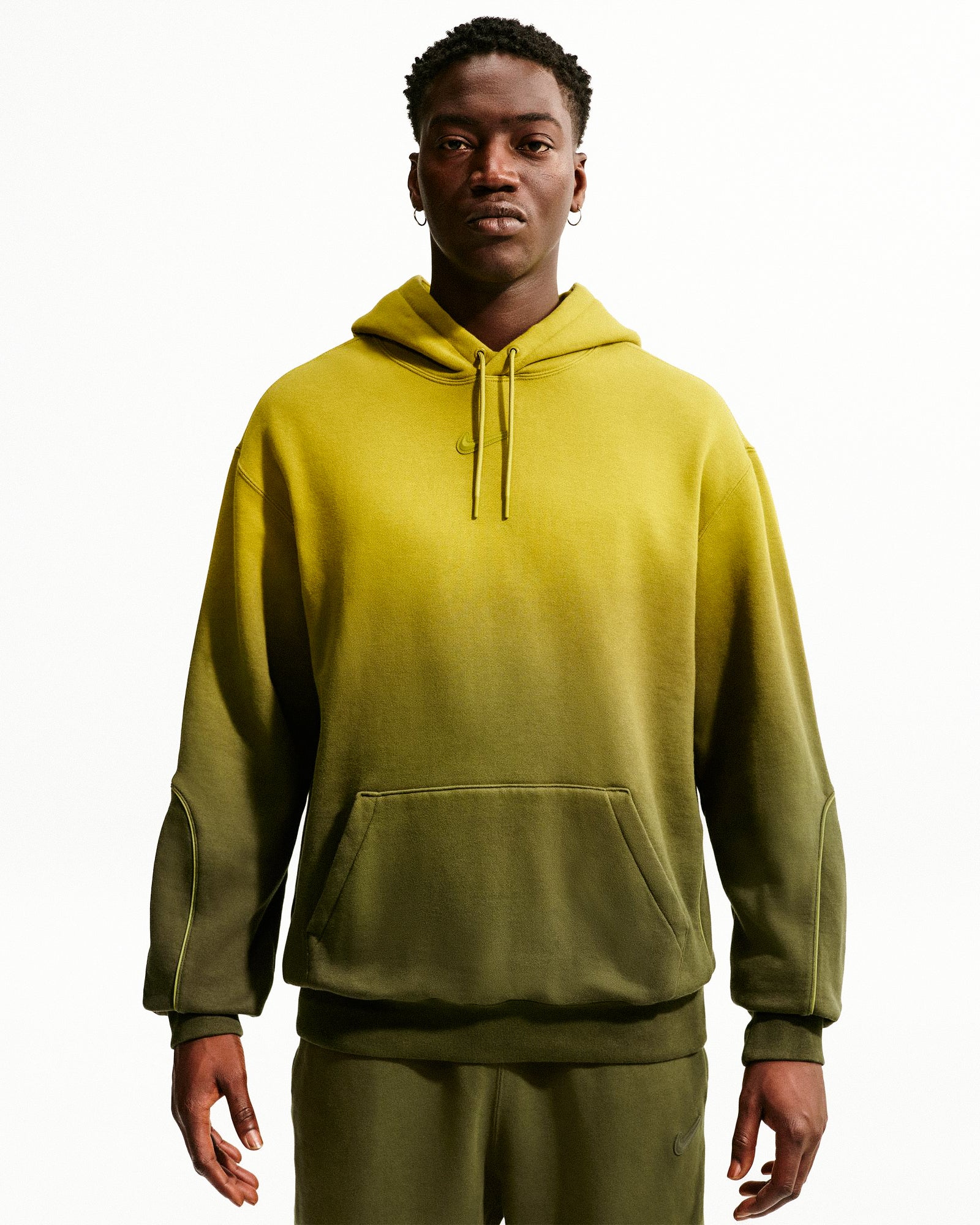 NOCTA x Nike Fleece CS Hoodie Moss / Medium Olive / Moss Hoodies HJ6317 390 On Model Front View | Overkill

