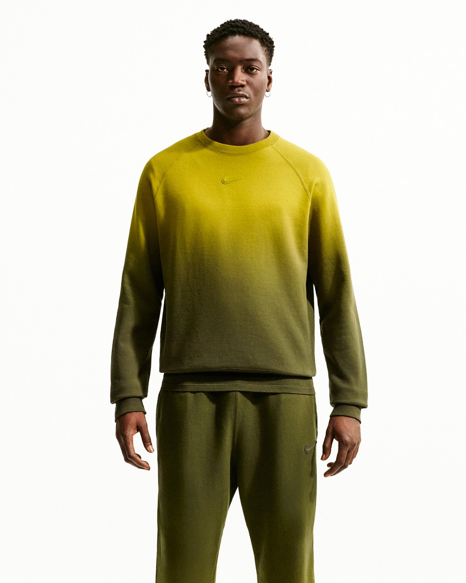NOCTA x Nike Fleece CS Crew Moss / Medium Olive / Moss Sweatshirts HJ6338 390 On Model Front View | Overkill
