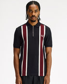 Fred Perry Tramline Polo Shirt Black Polo Shirts M2420-102 On Model Front View | Overkill
