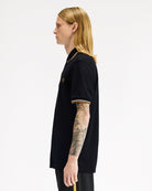 Fred Perry Twin Tipped Fred Perry Shirt Black Polo Shirts M3600-P69 On Model Back View | Overkill

