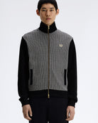 Fred Perry Knitted Front Track Jacket Black Track Jackets J2303-102 On Model Front View | Overkill
