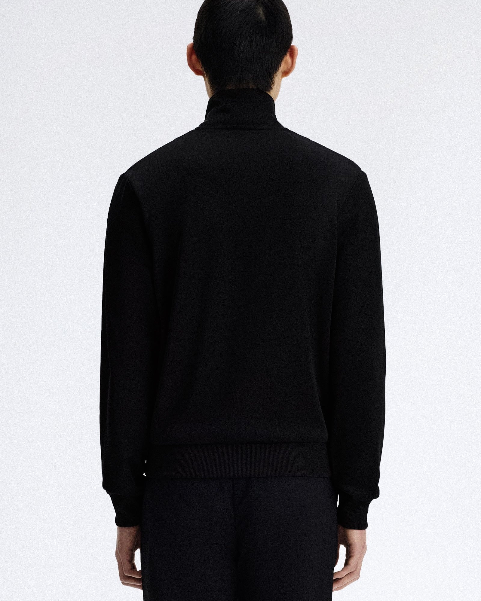 Fred Perry Knitted Front Track Jacket Black Track Jackets J2303-102 On Model Back View | Overkill
