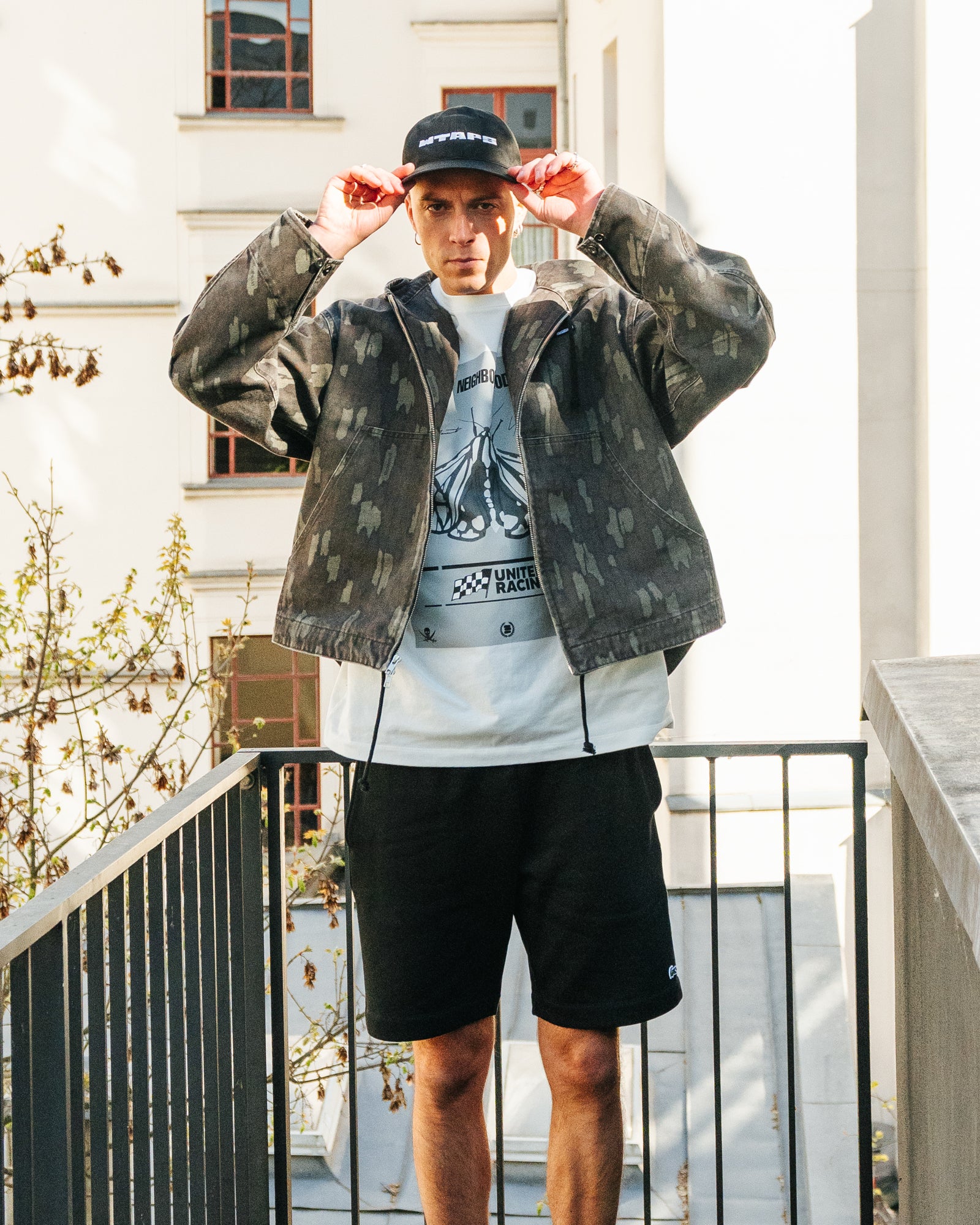 Metalwood Studio Cotton Twill Zip Hoodie Real Bark Camo Bomber & Varsity Jackets 26SS-05-02-RBC On Model Front View | Overkill
