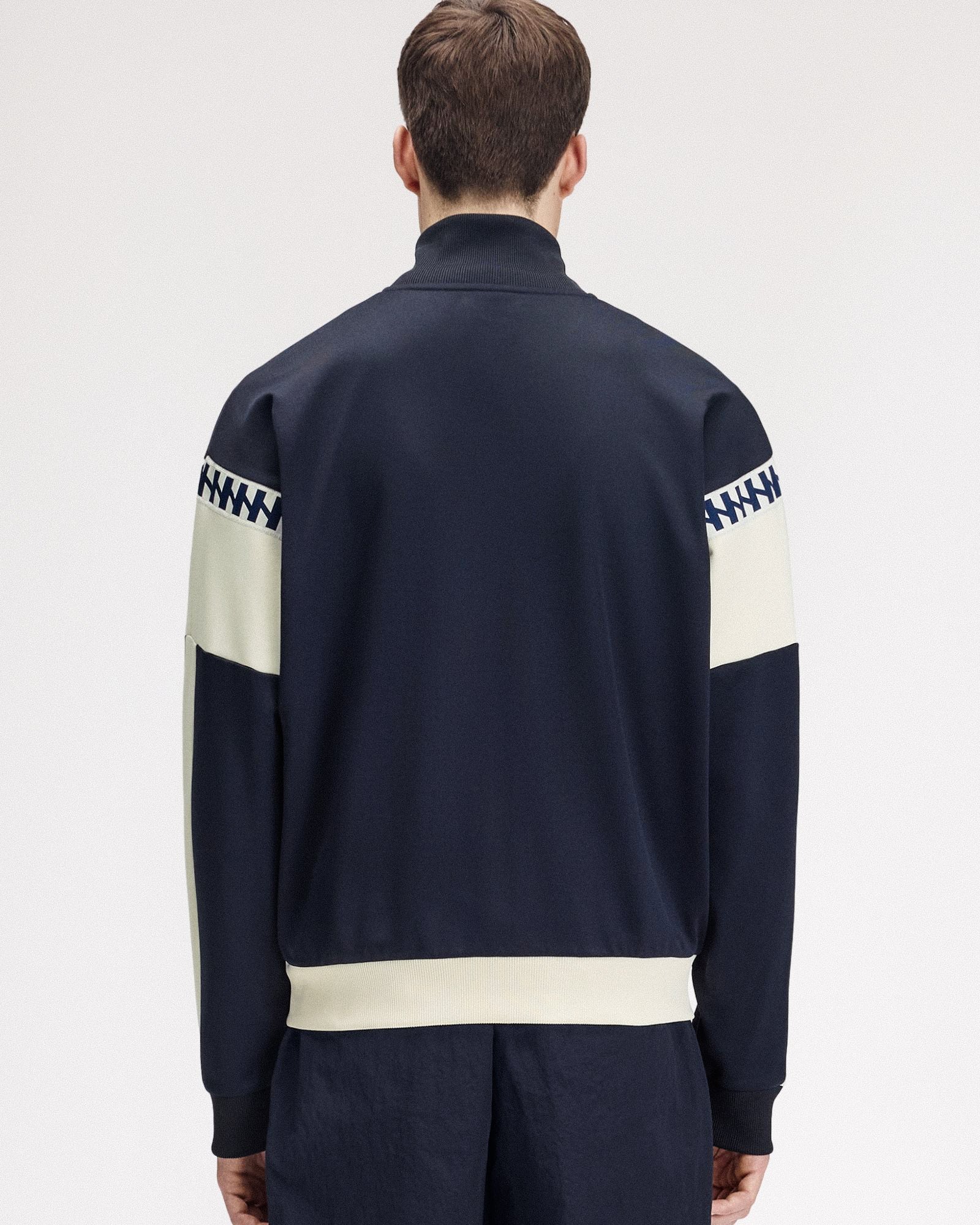 Fred Perry Meyba Cut And Sew Track Jacket Navy Track Jackets SJ2165-608 On Model Back View | Overkill
