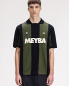 Fred Perry Meyba Cut And Sew Polo Shirt Black Polo Shirts SM2160-102 On Model Front View | Overkill
