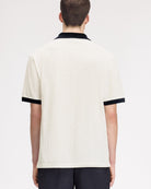 Fred Perry Meyba Printed Polo Shirt Ecru Polo Shirts SM2161-560 On Model Back View | Overkill
