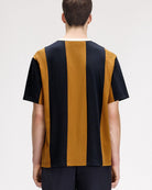 Fred Perry Meyba Cut And Sew T-Shirt Dark Caramel T-Shirts SM2162-644 On Model Back View | Overkill
