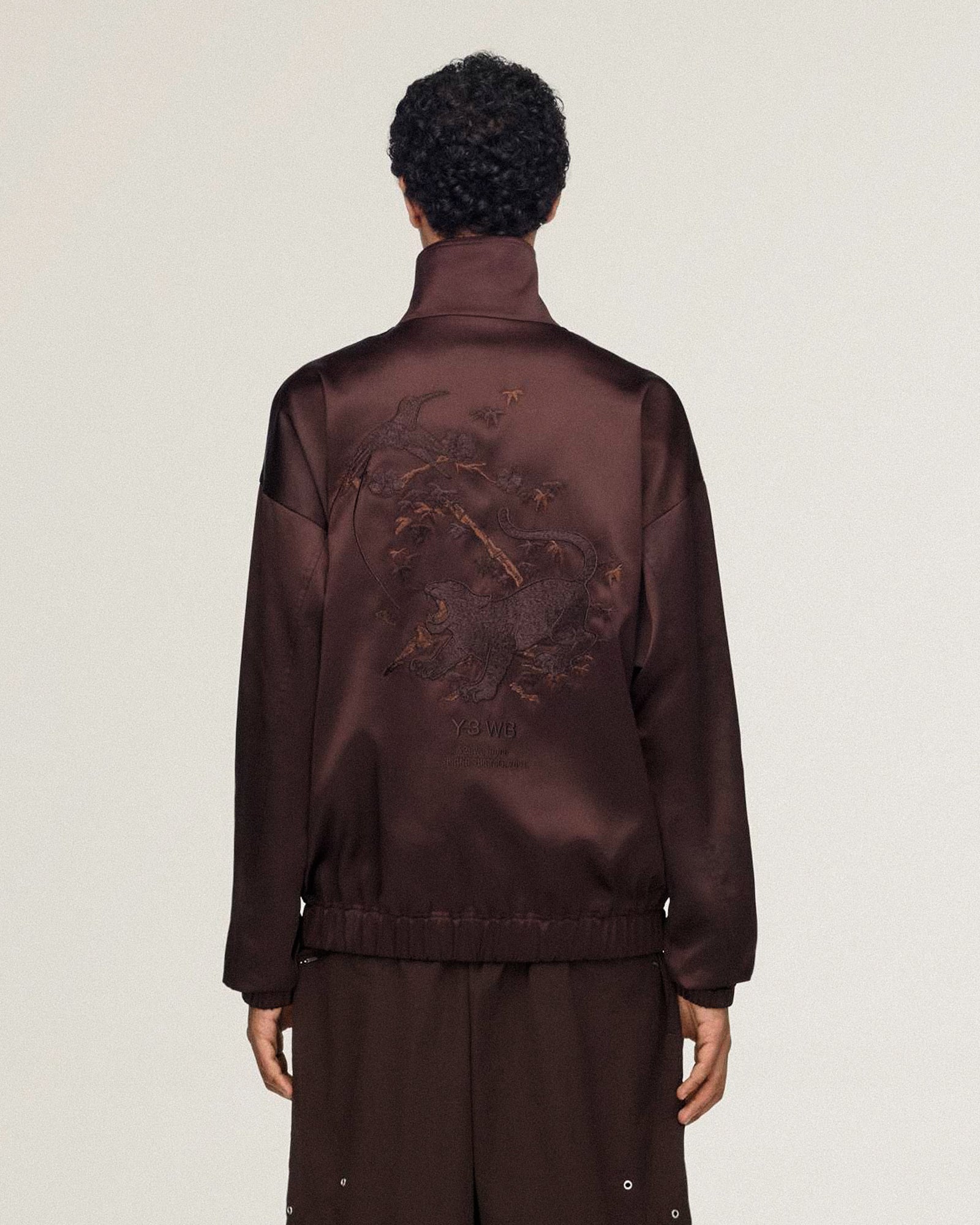 Wales Bonner x Y-3 Satin Jacket Aurora Coffee Jackets KW9238 On Model Back View | Overkill
