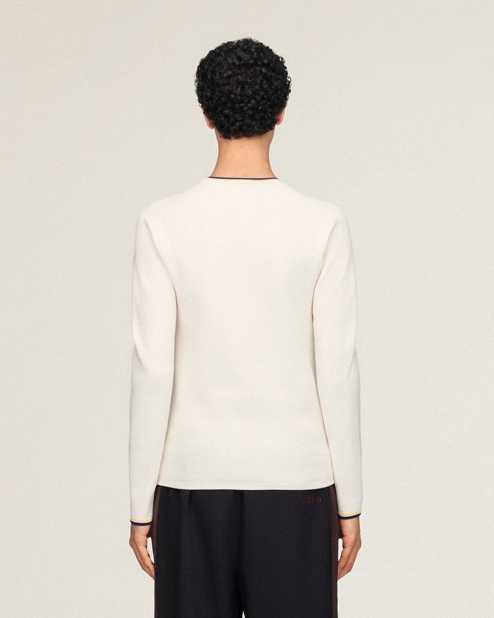 Wales Bonner x Y-3 Knit Base Top Cream White Longsleeves KS3975 On Model Back View | Overkill
