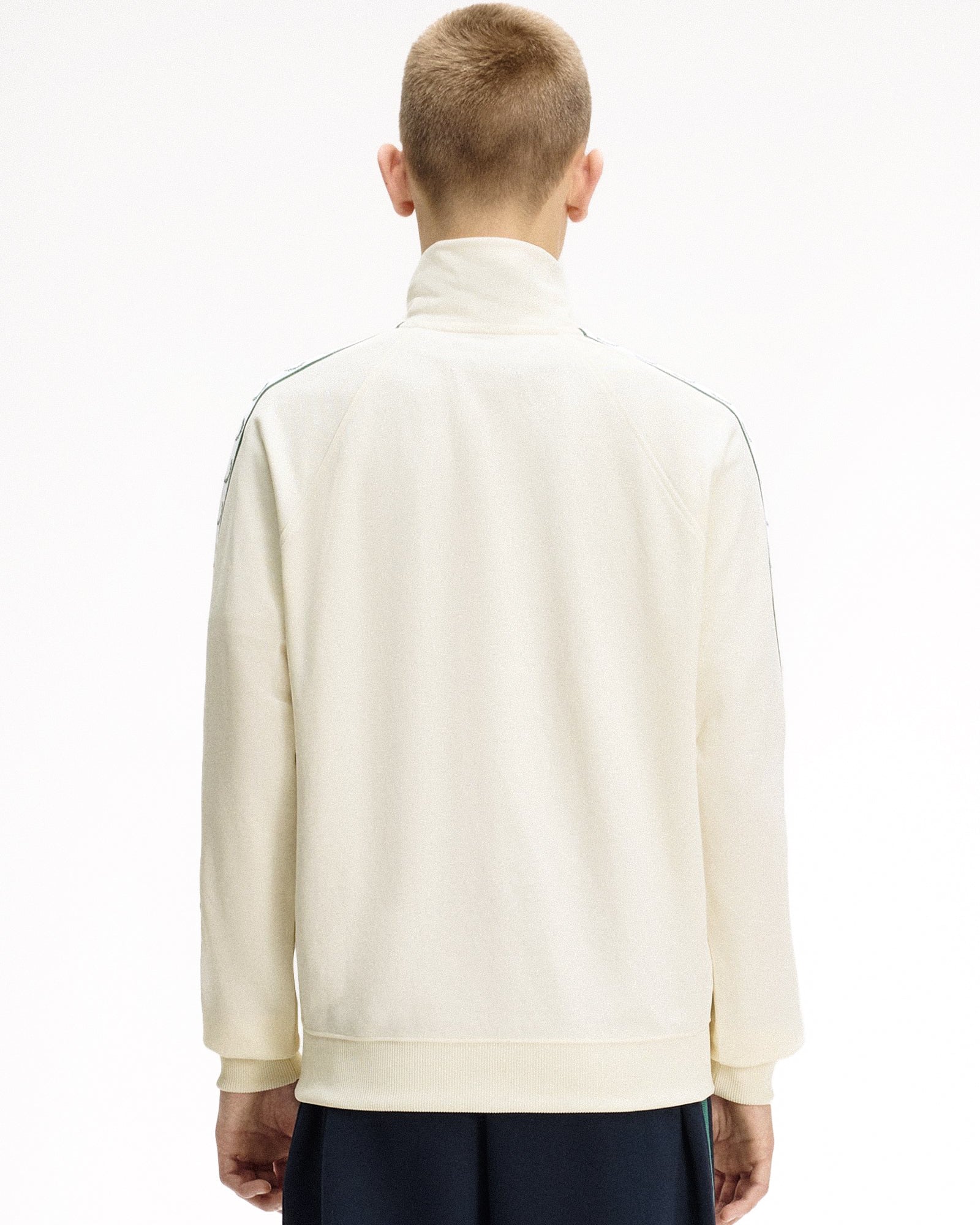 Fred Perry  Contrast Tape Track Jacket Ecru Track Jackets J5557-560 On Model Back View | Overkill
