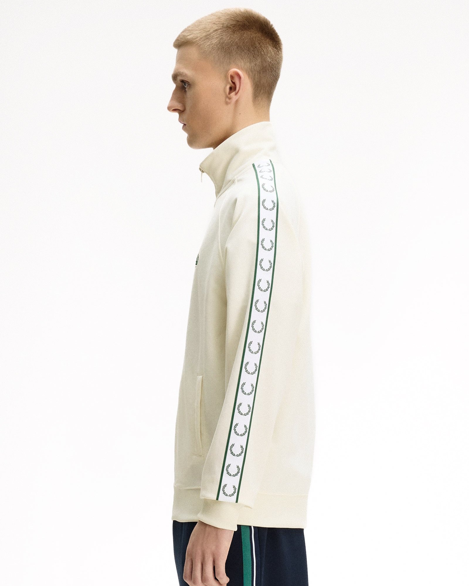Fred Perry  Contrast Tape Track Jacket Ecru Track Jackets J5557-560 Style Inspiration | Overkill
