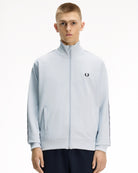 Fred Perry  Taped Track Jacket Dusky Blue Track Jackets J4620-28A On Model Front View | Overkill

