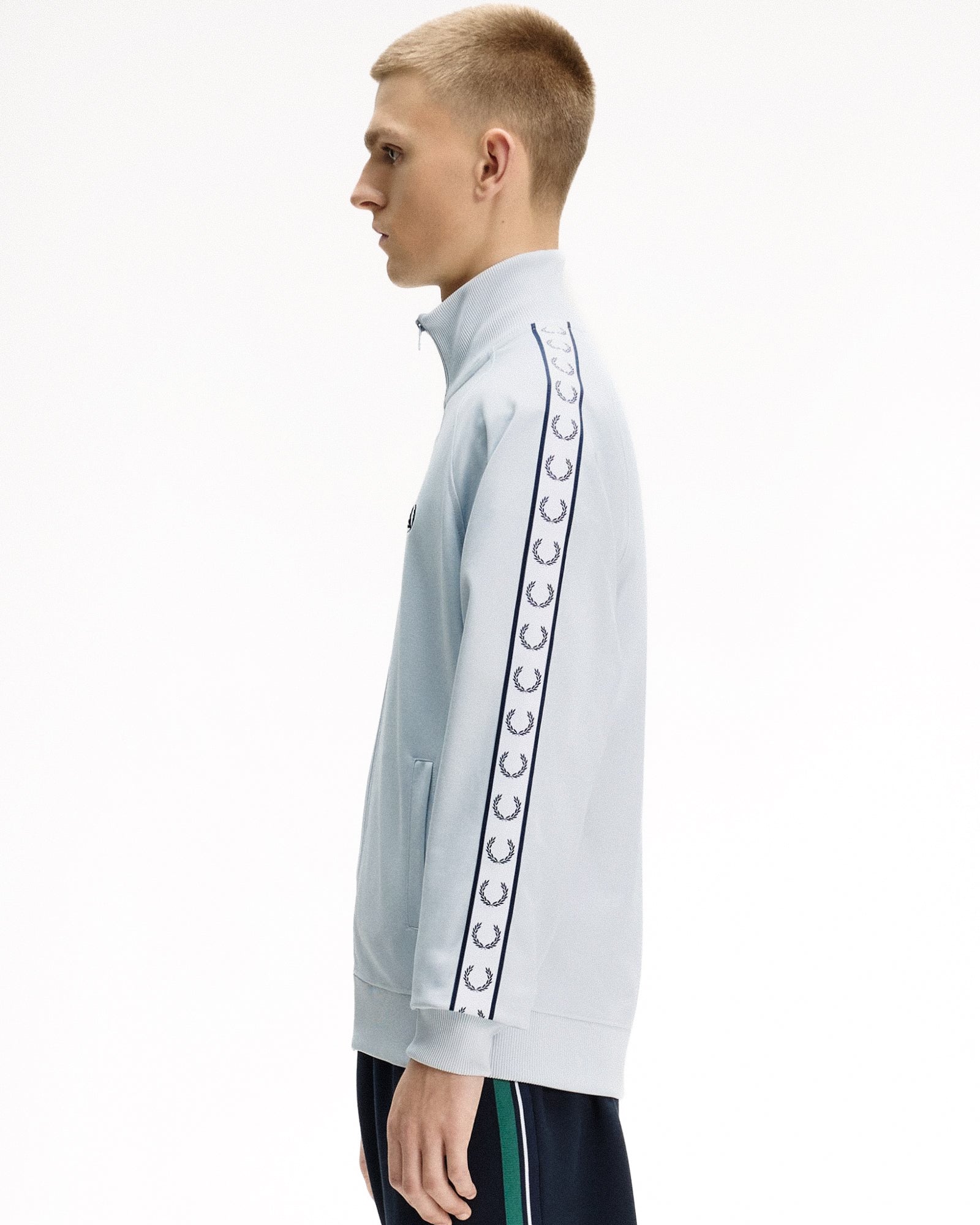 Fred Perry  Taped Track Jacket Dusky Blue Track Jackets J4620-28A Style Inspiration | Overkill
