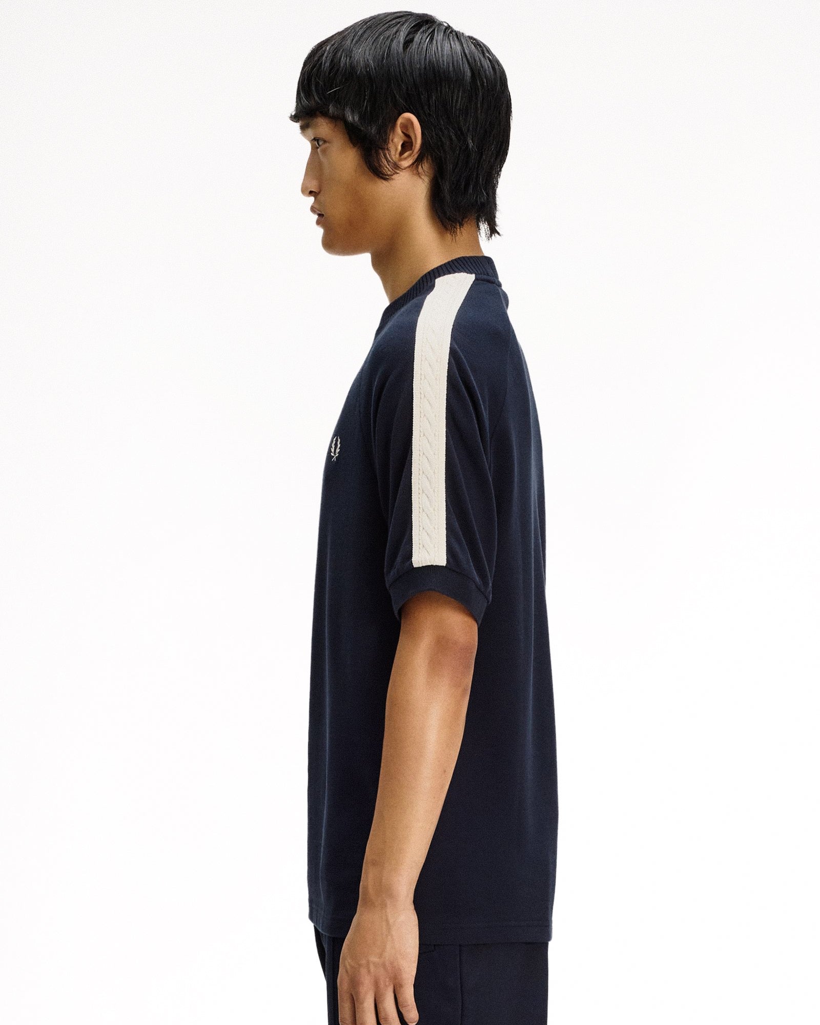 Fred Perry  Cable Taped T-Shirt Navy T-Shirts M2499-608 Style Inspiration | Overkill
