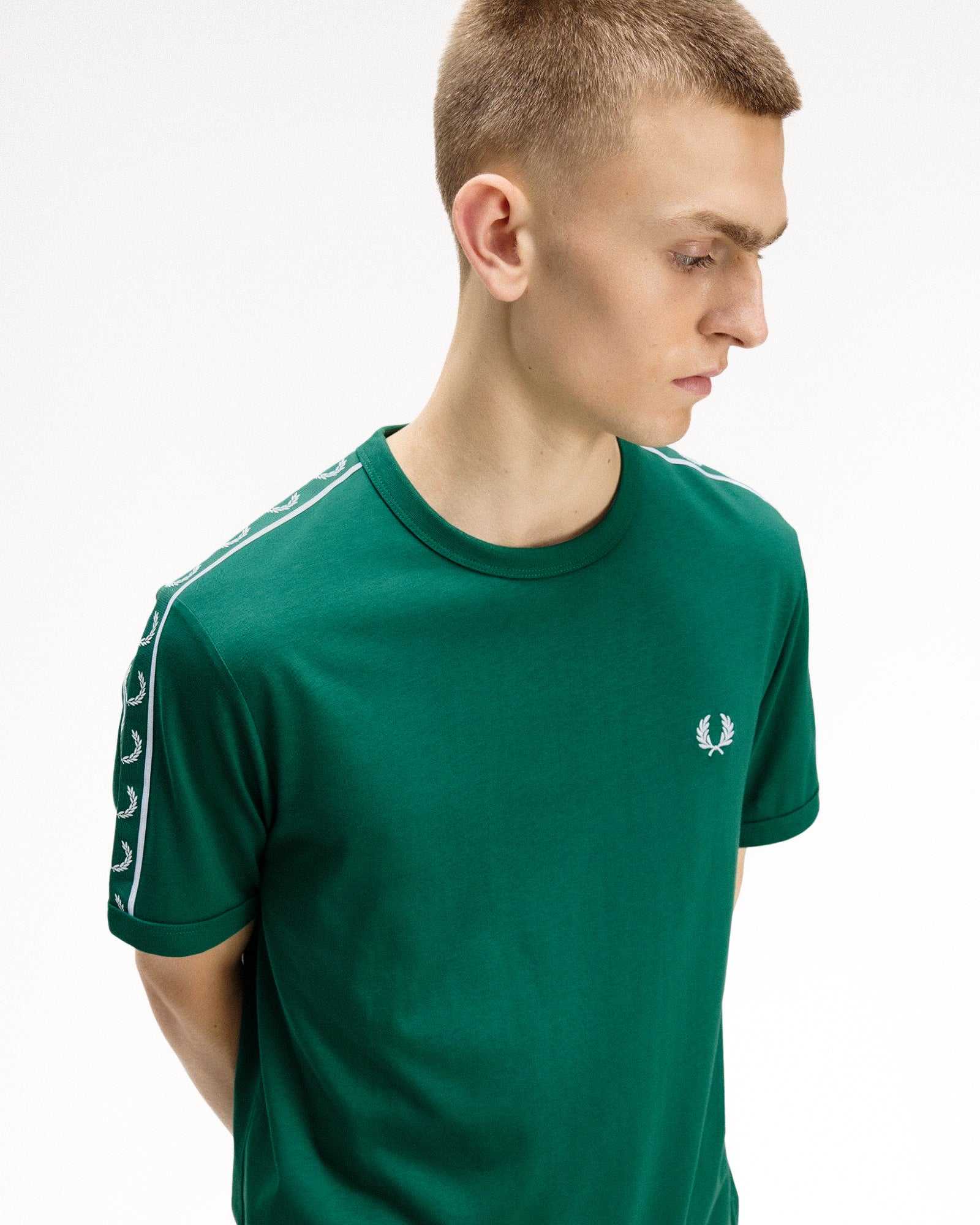 Fred Perry  Contrast Tape Ringer T-Shirt Sport Green T-Shirts M4613-Z18 Style Inspiration | Overkill
