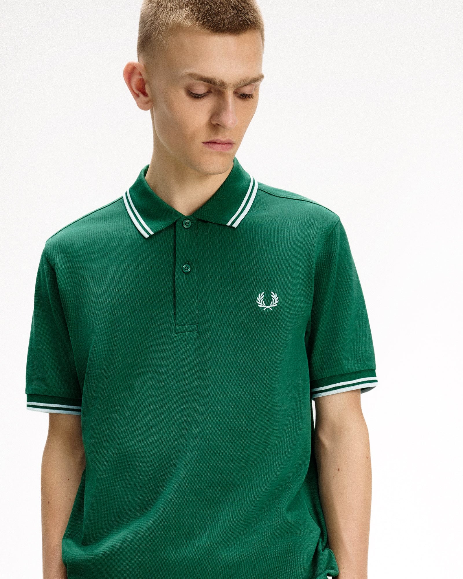 Fred Perry  Twin Tipped Fred Perry Shirt Sport Green / Light Ice / Light Ice Polo Shirts M3600-81B Style Inspiration | Overkill
