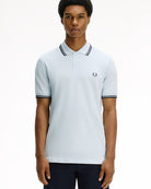 Fred Perry  Twin Tipped Fred Perry Shirt Light Ice / Anchor Grey / Anchor Grey Polo Shirts M3600-03C On Model Front View | Overkill
