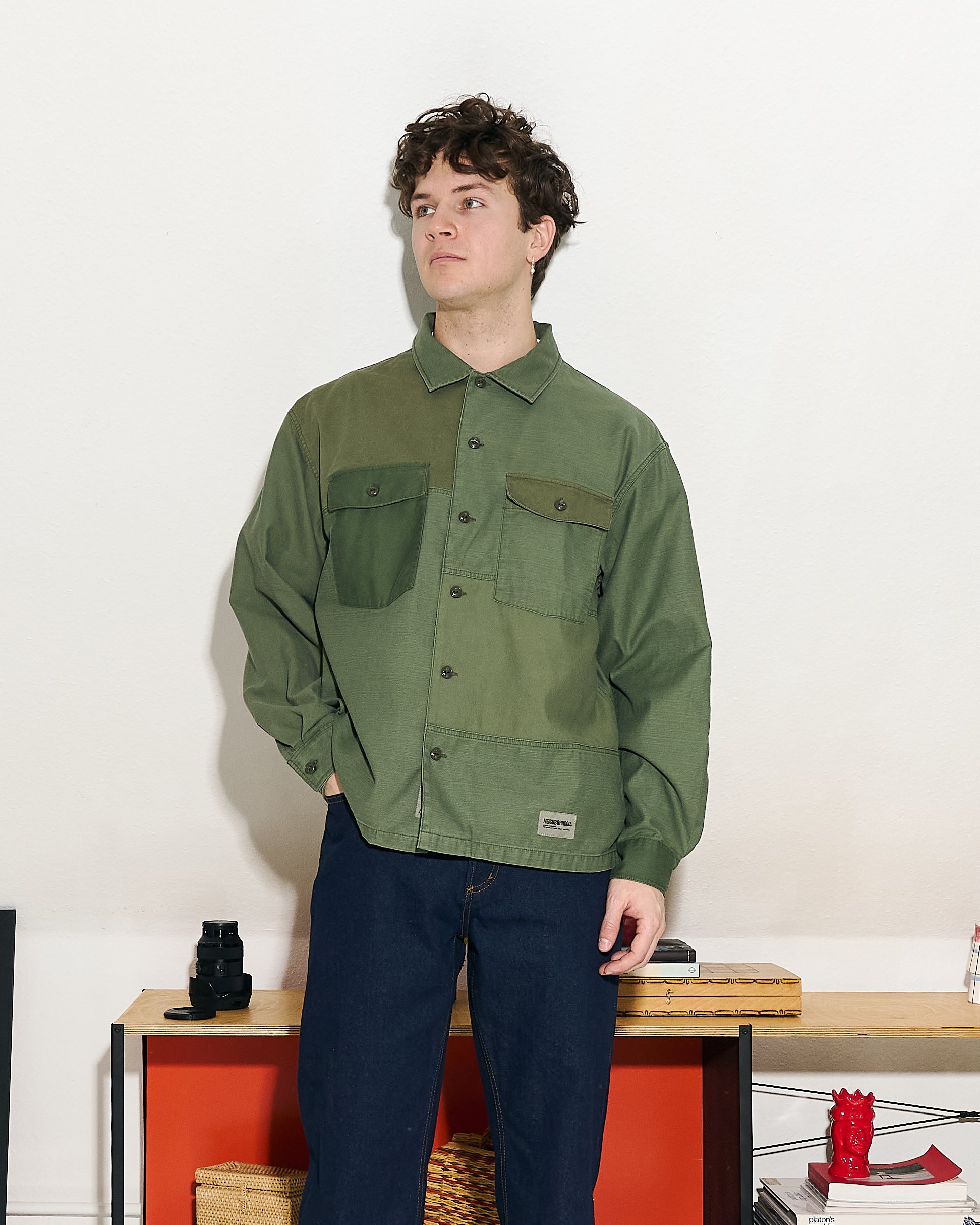 Neighborhood RM Utility Shirt LS 242TSNH-SHM10 / Olive Drab | OVERKILL