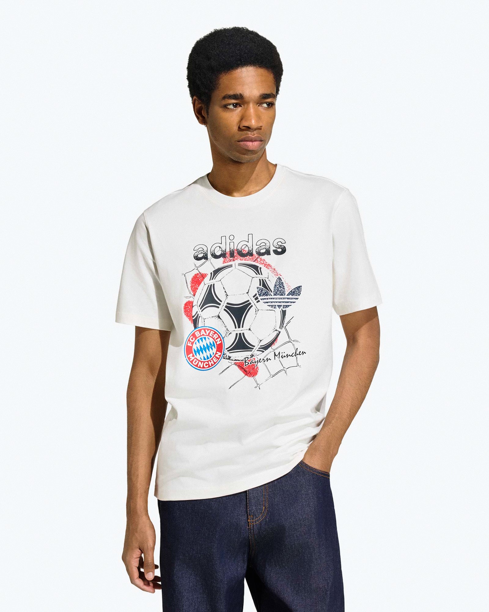 adidas FC Bayern München OG2 Graphic Tee Core White T-Shirts IB7014 On Model Front View | Overkill
