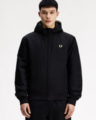 Fred Perry Hooded Brentham Jacket Black Puffer Jackets J1304-102 On Model Front View | Overkill
