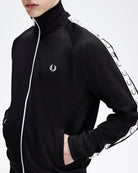 Fred Perry Taped Track Jacket Black Track Jackets Close-up | Overkill