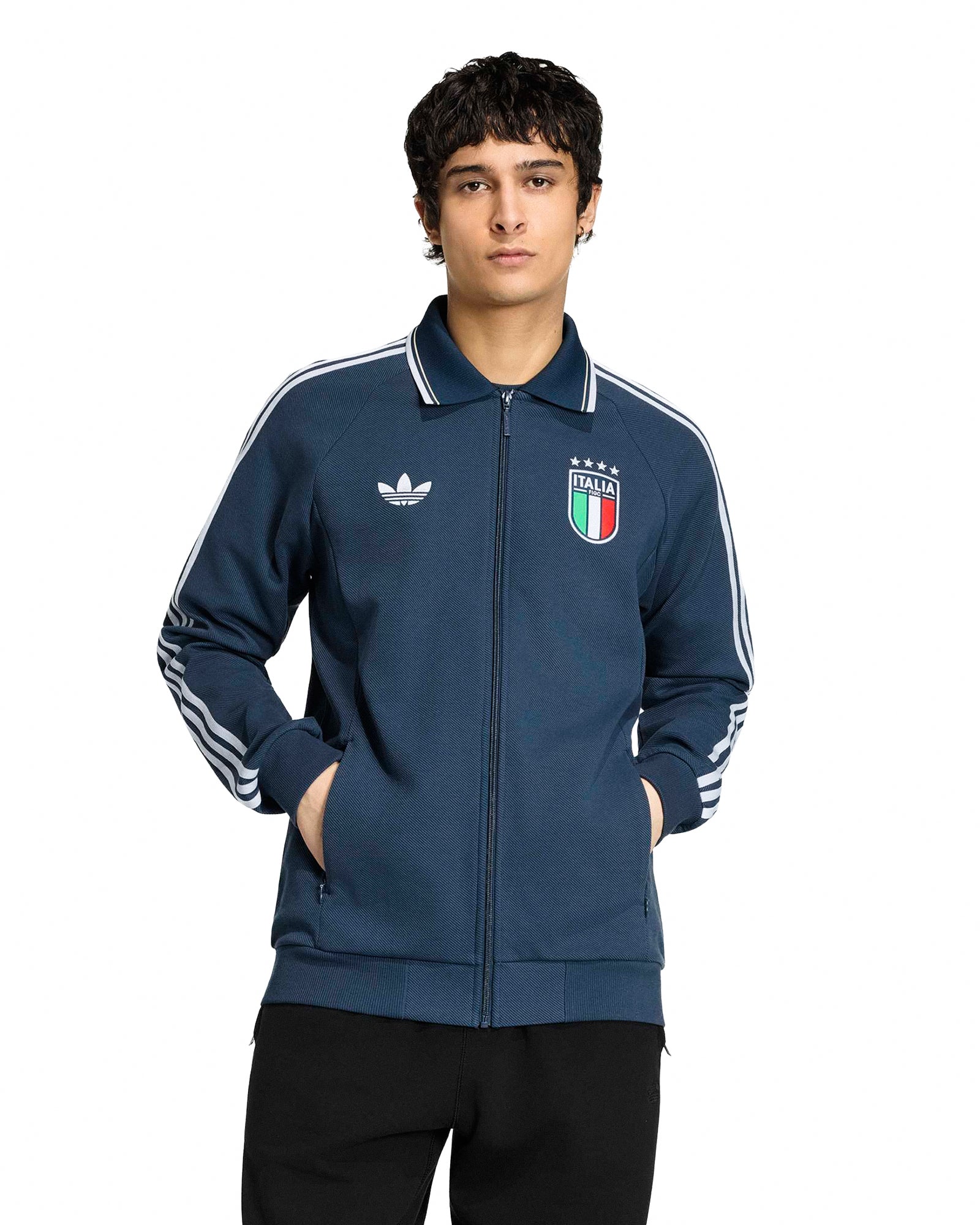 adidas FIGC Italy Away OG Jacket Night Marine Track Jackets JY9599 On Model Front View | Overkill
